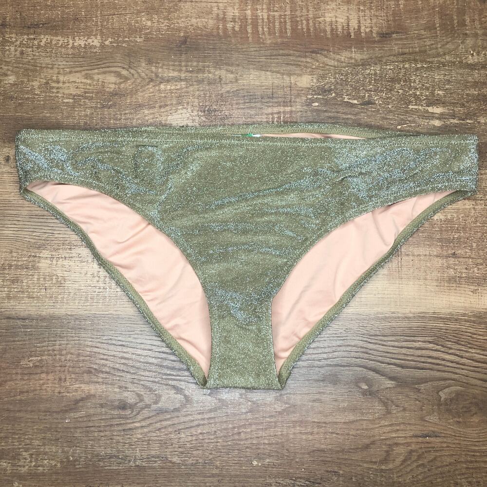 J Crew Sparkle Hipster Full Coverage Bikini Bottom Size XXL Glitter Gold BM643